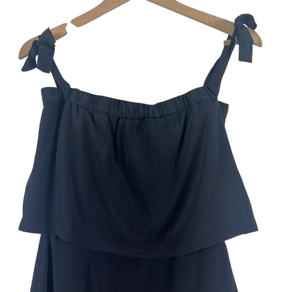 Madewell Mini Dress Womens S 100% Silk Black Off the Shoulder Clean Girl LBD - Picture 4 of 7